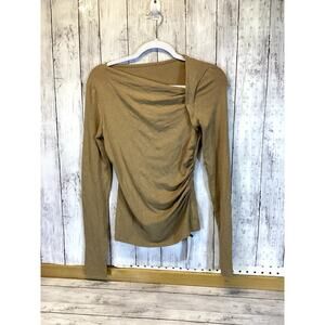 The Commense Camel Ruched Side Draped Neck Top - NWT - Size M